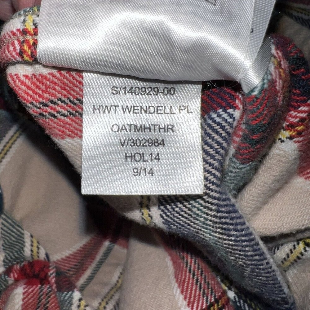 Gap Mens Heavyweight Long Sleeve Plaid Shirt Size M Oatmeal Red Green Navy - Picture 6 of 6